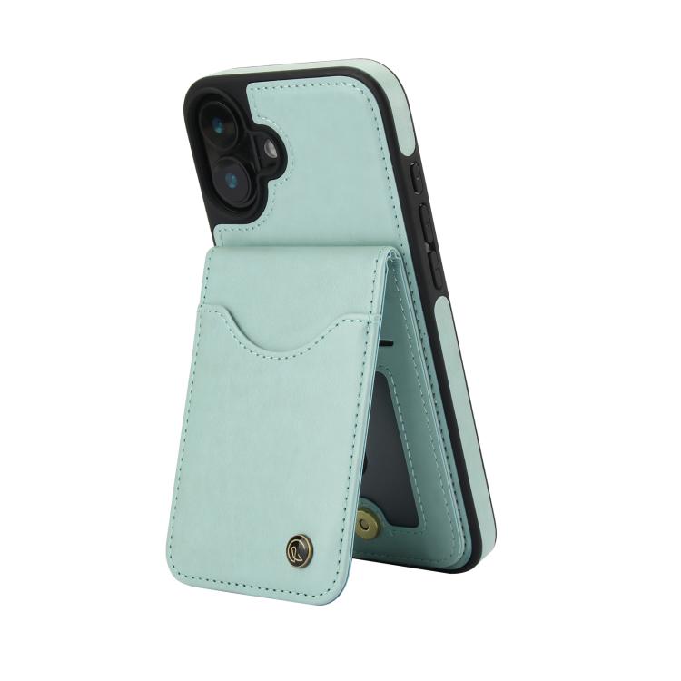 For iPhone 16 AwQuer Vertical Flip Card Bag Holder Leather Phone Case(Green) - iPhone 16 Cases by Awquer | Online Shopping UK | buy2fix