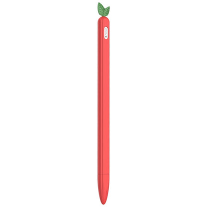 For Apple Pencil 2 Contrasting Color Mint Leaf Silicone Non-slip Protective Cover(Red) - Pencil Accessories by buy2fix | Online Shopping UK | buy2fix