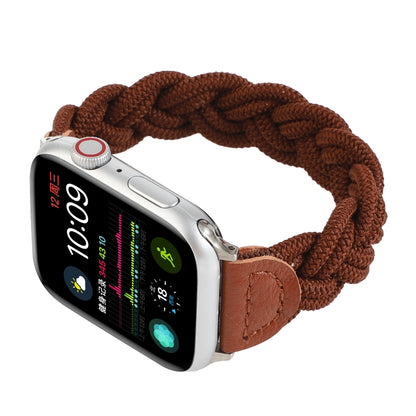 Elastic Woven Watch Band For Apple Watch Ultra 49mm&Watch Ultra 2 49mm / Series 9&8&7 45mm / SE 3&SE 2&6&SE&5&4 44mm / 3&2&1 42mm, Length:160mm(Coffee) - Watch Bands by buy2fix | Online Shopping UK | buy2fix