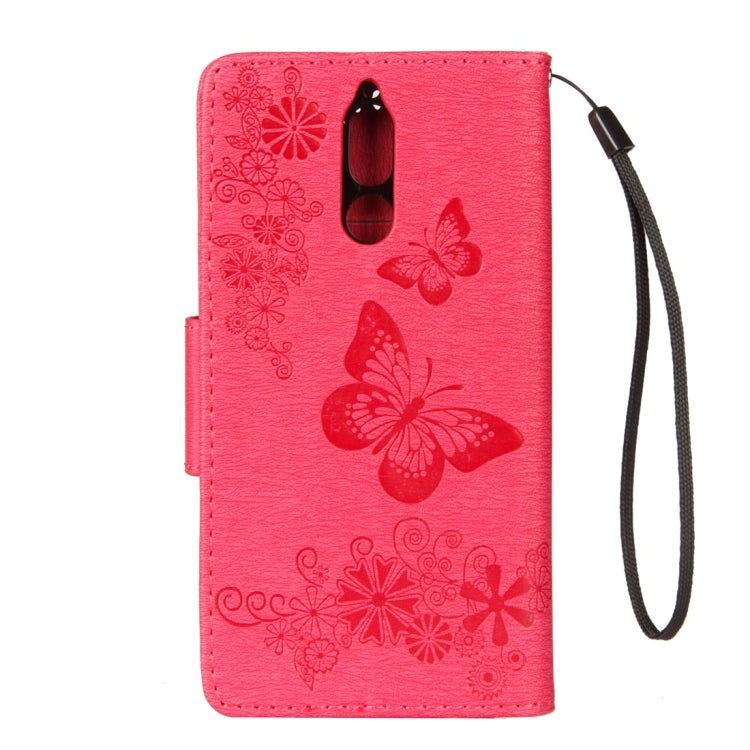 For Huawei  Mate 10 Lite Vintage Embossed Floral Butterfly Pattern Horizontal Flip Leather Case with Card Slot & Holder & Wallet & Lanyard (Red) - Huawei Cases by buy2fix | Online Shopping UK | buy2fix