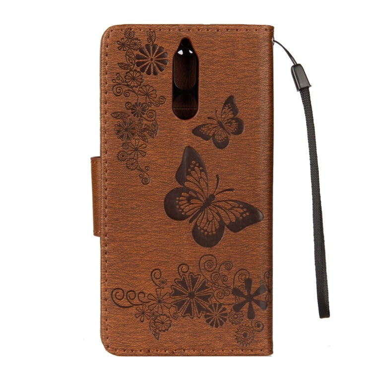 For Huawei  Mate 10 Lite Vintage Embossed Floral Butterfly Pattern Horizontal Flip Leather Case with Card Slot & Holder & Wallet & Lanyard (Brown) - Huawei Cases by buy2fix | Online Shopping UK | buy2fix