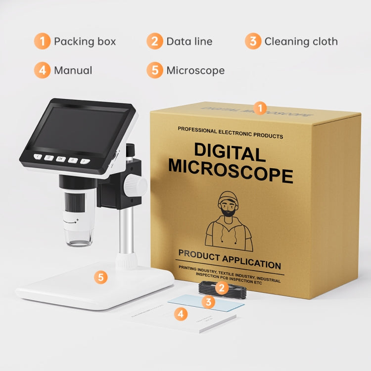 50X-1000X 1080P Portable Electronic Digital Desktop Microscope with LED Light (White) - Digital Microscope by buy2fix | Online Shopping UK | buy2fix