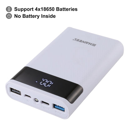 HAWEEL DIY 4x 18650 Battery (Not Included) 12000mAh Dual-way QC Charger Power Bank Shell Box with 2x USB Output & Display,  Support QC 2.0 / QC 3.0 / FCP / SFCP /  AFC / MTK / BC 1.2 / PD(White) - Power Bank Box by buy2fix | Online Shopping UK | buy2fix