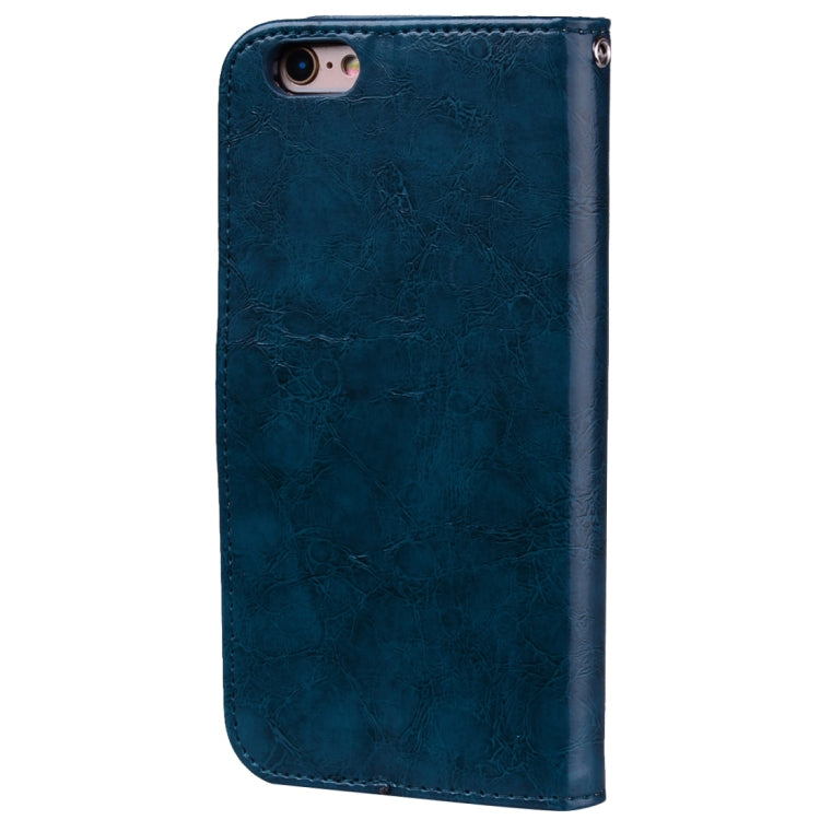 For iPhone 6 Plus & 6s Plus Business Style Oil Wax Texture Horizontal Flip Leather Case with Holder & Card Slots & Wallet (Blue) - More iPhone Cases by buy2fix | Online Shopping UK | buy2fix