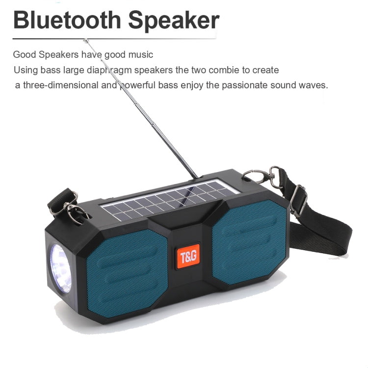 T&G TG634 Outdoor Solar Power Bluetooth Wireless Speaker with FM / Flashlight / TF Card Slot (Black) - Desktop Speaker by T&G | Online Shopping UK | buy2fix