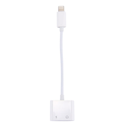 2 in 1 8 Pin Male to 8 Pin Charging + 8 Pin Audio Female Earphone Adapter with Call Function, Support IOS 10.3.1 or Above(White) - Earphone Adapter by buy2fix | Online Shopping UK | buy2fix