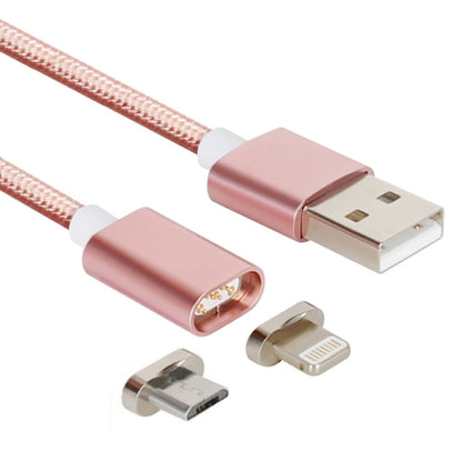 2 in 1 5V 2A Micro USB & 8 Pin to USB 2.0 Weave Style Magnetic Data Cable, Cable Length: 1.2m(Pink) - Charging Cable & Head by buy2fix | Online Shopping UK | buy2fix