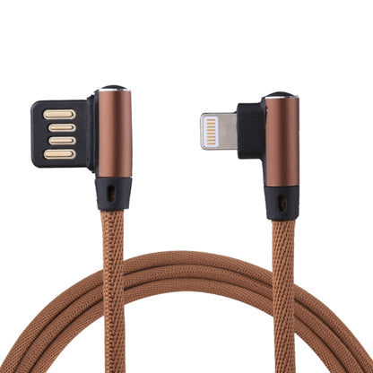 1m 2.4A Output USB to 8 Pin Double Elbow Design Nylon Weave Style Data Sync Charging Cable(Coffee) - Normal Style Cable by buy2fix | Online Shopping UK | buy2fix