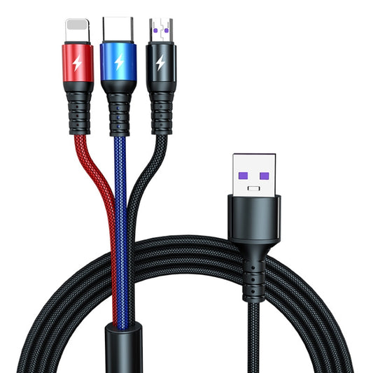 K061 1.2m 5A 3 in 1 USB to 8 Pin + USB-C / Type-C + Micro USB Round Fast Charging Data Cable - Multifunction Cable by buy2fix | Online Shopping UK | buy2fix