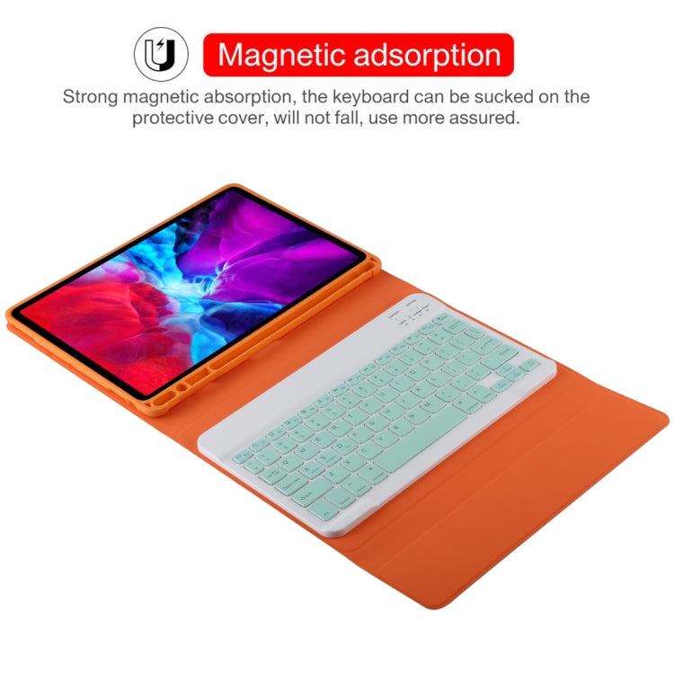 TG11B Detachable Bluetooth Green Keyboard + Microfiber Leather Tablet Case for iPad Pro 11 inch (2020), with Pen Slot & Holder (Orange) - For iPad Pro by buy2fix | Online Shopping UK | buy2fix