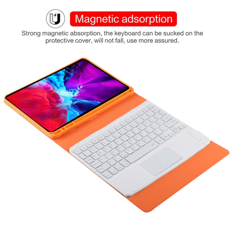 TG11BCS Detachable Bluetooth White Keyboard Microfiber Leather Tablet Case for iPad Pro 11 inch (2020), with Backlight & Touchpad & Pen Slot & Holder (Orange) - For iPad Pro by buy2fix | Online Shopping UK | buy2fix