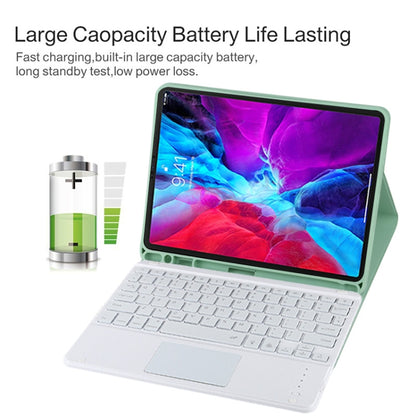 TG11BCS Detachable Bluetooth White Keyboard Microfiber Leather Tablet Case for iPad Pro 11 inch (2020), with Backlight & Touchpad & Pen Slot & Holder (Green) - For iPad Pro by buy2fix | Online Shopping UK | buy2fix