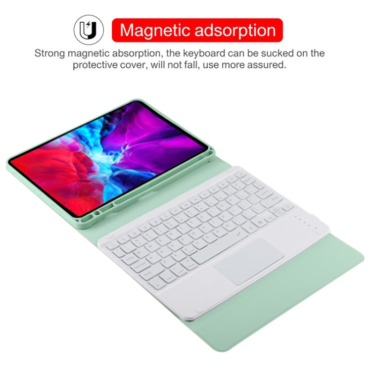 TG11BCS Detachable Bluetooth White Keyboard Microfiber Leather Tablet Case for iPad Pro 11 inch (2020), with Backlight & Touchpad & Pen Slot & Holder (Green) - For iPad Pro by buy2fix | Online Shopping UK | buy2fix