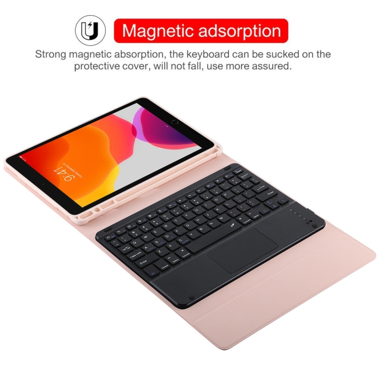 TG109BC Detachable Bluetooth Black Keyboard + Microfiber Leather Tablet Case for iPad Air 2020, with Touch Pad & Pen Slot & Holder (Pink) - For iPad Air by buy2fix | Online Shopping UK | buy2fix