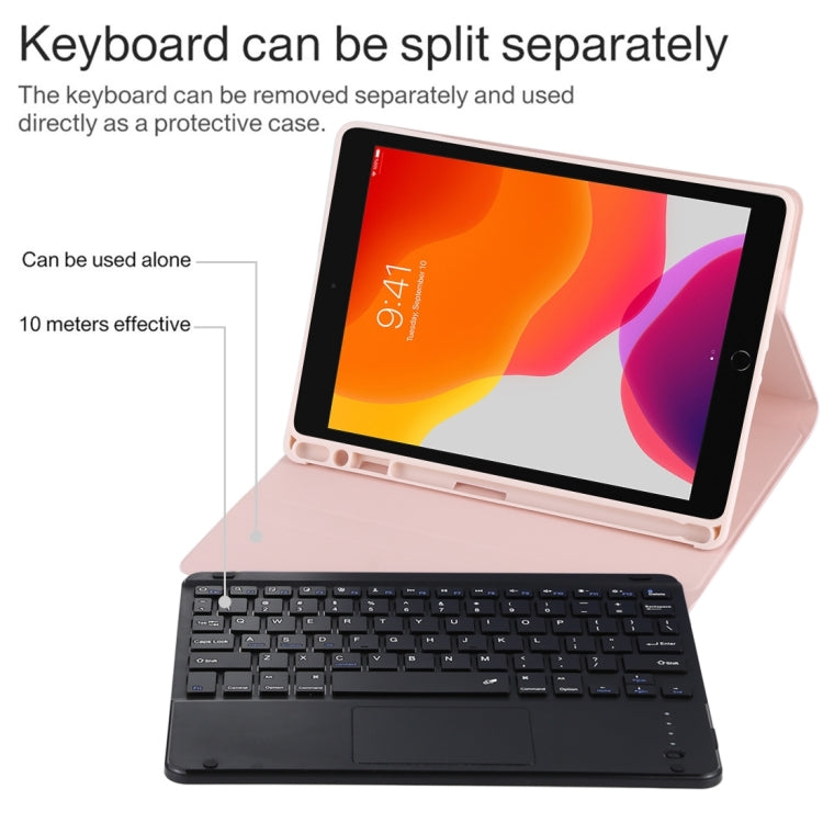 TG109BC Detachable Bluetooth Black Keyboard + Microfiber Leather Tablet Case for iPad Air 2020, with Touch Pad & Pen Slot & Holder (Pink) - For iPad Air by buy2fix | Online Shopping UK | buy2fix