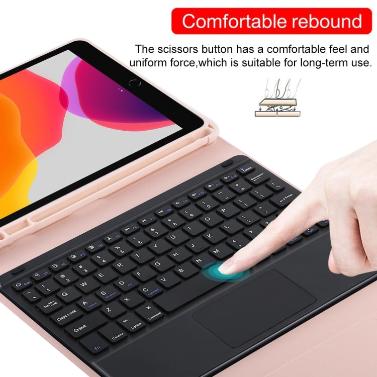 TG109BC Detachable Bluetooth Black Keyboard + Microfiber Leather Tablet Case for iPad Air 2020, with Touch Pad & Pen Slot & Holder (Pink) - For iPad Air by buy2fix | Online Shopping UK | buy2fix