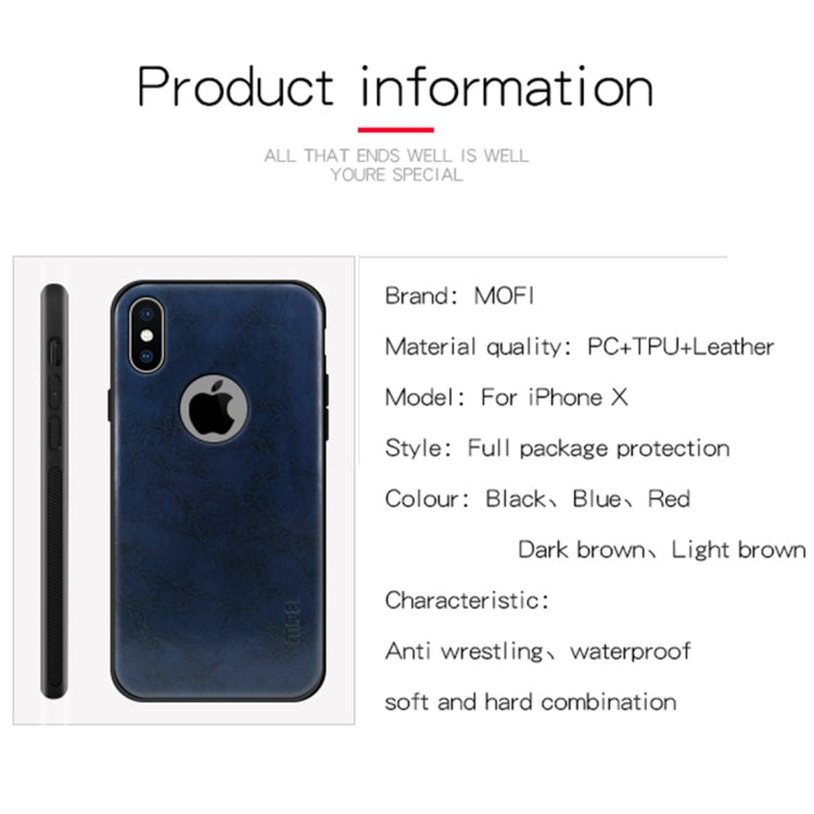 For iPhone X MOFI Shockproof PC+TPU+PU Leather Protective Back Case(Black) - More iPhone Cases by MOFI | Online Shopping UK | buy2fix