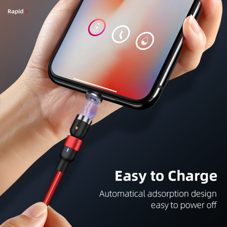 1m 2A Output 3 in 1 USB to 8 Pin + USB-C / Type-C + Micro USB Nylon Braided Rotate Magnetic Charging Cable (Black) - Charging Cable & Head by buy2fix | Online Shopping UK | buy2fix