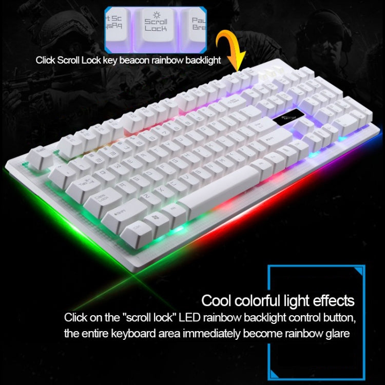 ZGB G20 1600 DPI Professional Wired Glowing Mechanical Feel Suspension Keyboard + Optical Mouse Kit for Laptop, PC(White) - Wired Keyboard by buy2fix | Online Shopping UK | buy2fix
