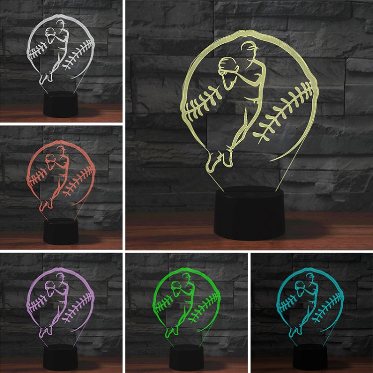 Baseball Sport Shape 3D Colorful LED Vision Light Table Lamp, USB & Battery Version - Novelty Lighting by buy2fix | Online Shopping UK | buy2fix