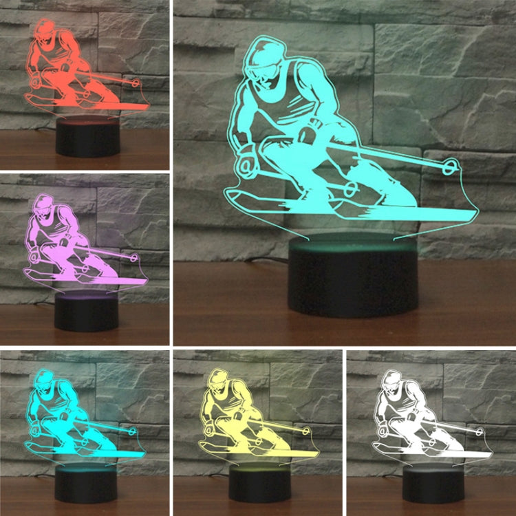 Skiing Shape 3D Colorful LED Vision Light Table Lamp, USB Touch Version - Novelty Lighting by buy2fix | Online Shopping UK | buy2fix