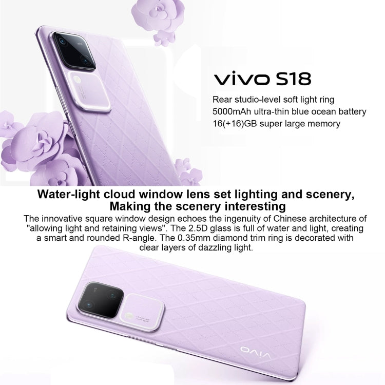 vivo S18, Dual Back Cameras, 16GB+512GB, Face ID Screen Fingerprint Identification, 6.78 inch Android 14.0 OriginOS 4 Snapdragon 7 Gen 3 Octa Core 2.63GHz, OTG, NFC, Network: 5G, Support Google Play (Blue Green) - vivo by vivo | Online Shopping UK | buy2fix