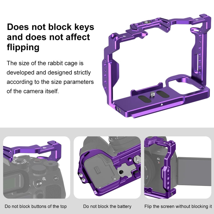 For Sony A7R5 / A7M4 PULUZ Metal Camera Cage Stabilizer Rig with Handle (Purple) - Camera Cage by PULUZ | Online Shopping UK | buy2fix