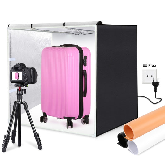 PULUZ 80cm Folding Portable 80W 9050LM White Light Photo Lighting Studio Shooting Tent Box Kit with 3 Colors (Black, White, Orange) Backdrops(EU Plug) -  by PULUZ | Online Shopping UK | buy2fix