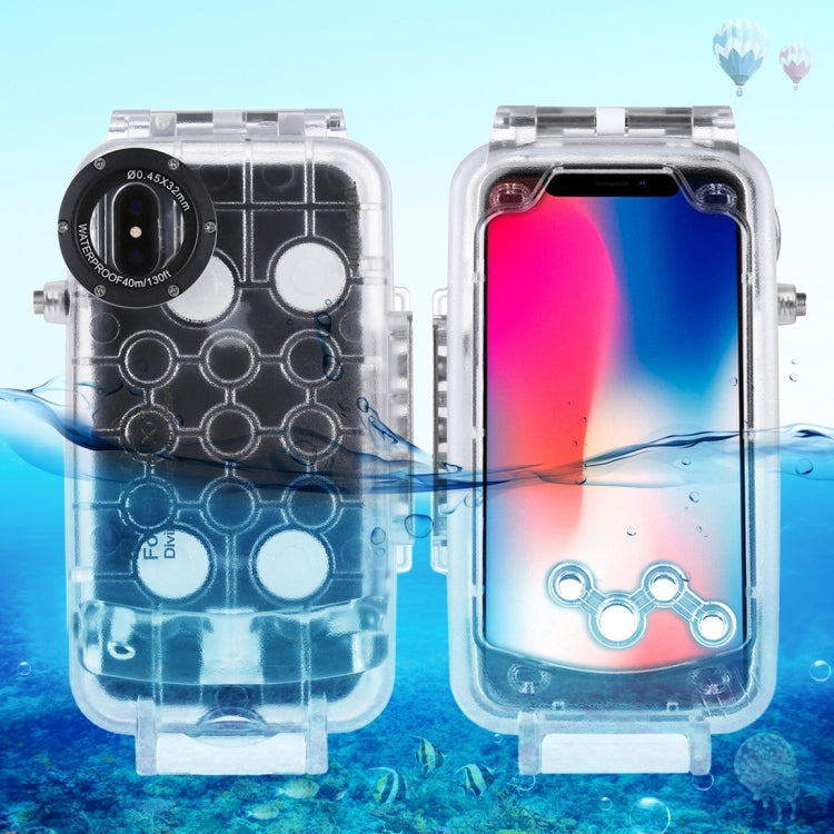 For iPhone X / XS PULUZ 40m/130ft Waterproof Diving Case, Photo Video Taking Underwater Housing Cover(Transparent) - More iPhone Cases by PULUZ | Online Shopping UK | buy2fix