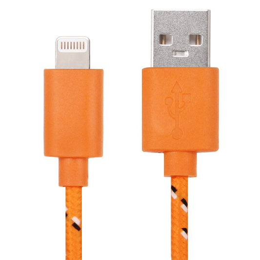 1m Nylon Netting Style USB 8 Pin Data Transfer Charging Cable for iPhone, iPad(Orange) - Normal Style Cable by buy2fix | Online Shopping UK | buy2fix