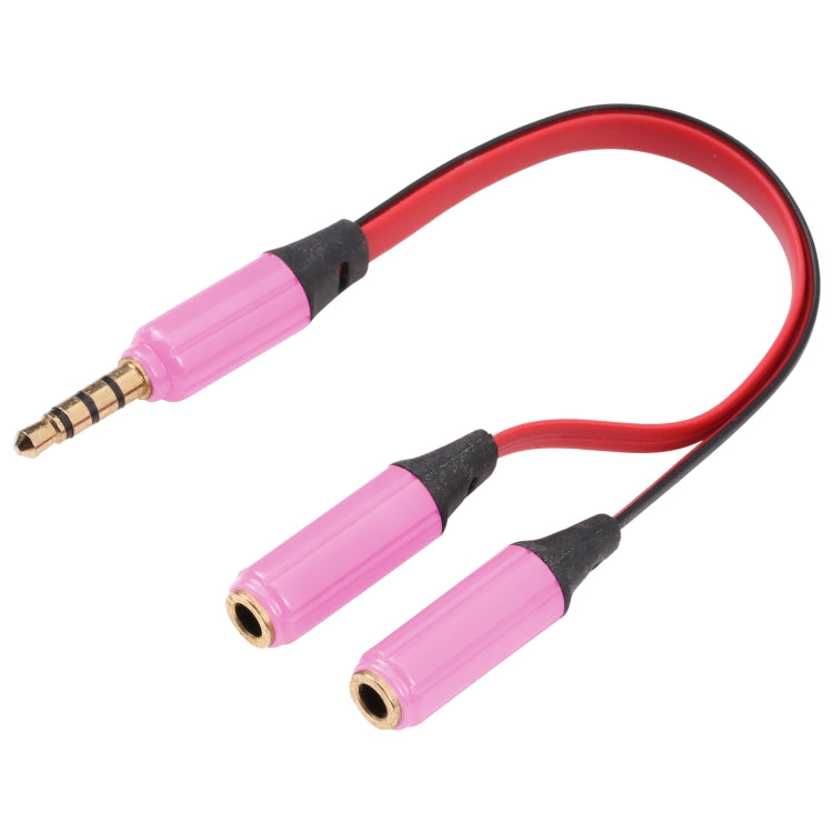 Noodle Style Aux Audio Cable 3.5mm Male to 2 x Female Splitter Connector, Compatible with Phones, Tablets, Headphones, MP3 Player, Car/Home Stereo & More(Pink) - Cable & Splitter by buy2fix | Online Shopping UK | buy2fix