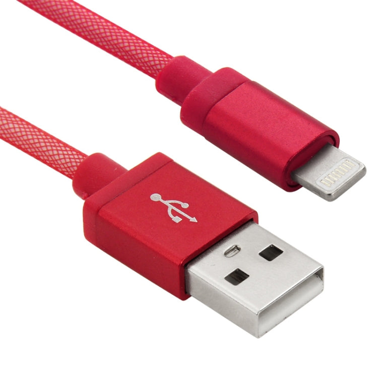 Net Style Metal Head 8 Pin to USB Data / Charger Cable, Cable Length: 1m(Red) - Normal Style Cable by buy2fix | Online Shopping UK | buy2fix