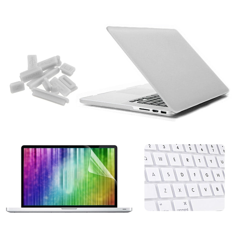 ENKAY for MacBook Pro Retina 13.3 inch (US Version) / A1425 / A1502 4 in 1 Frosted Hard Shell Plastic Protective Case with Screen Protector & Keyboard Guard & Anti-dust Plugs(White) - MacBook Pro Cases by ENKAY | Online Shopping UK | buy2fix