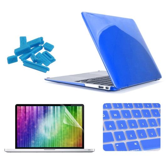 ENKAY for MacBook Air 11.6 inch (US Version) / A1370 / A1465 4 in 1 Crystal Hard Shell Plastic Protective Case with Screen Protector & Keyboard Guard & Anti-dust Plugs(Dark Blue) - MacBook Air Cases by ENKAY | Online Shopping UK | buy2fix