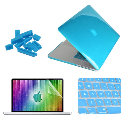 ENKAY for MacBook Pro Retina 15.4 inch (US Version) / A1398 4 in 1 Crystal Hard Shell Plastic Protective Case with Screen Protector & Keyboard Guard & Anti-dust Plugs(Blue) - MacBook Pro Cases by ENKAY | Online Shopping UK | buy2fix