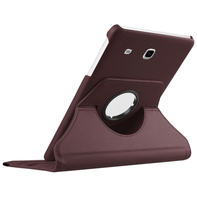 Litchi Texture Horizontal Flip Solid Color Leather Case with 360 Degrees Rotation Holder for Galaxy Tab E 9.6 / T560 / T561(Coffee) - Other Galaxy Tab PC by buy2fix | Online Shopping UK | buy2fix