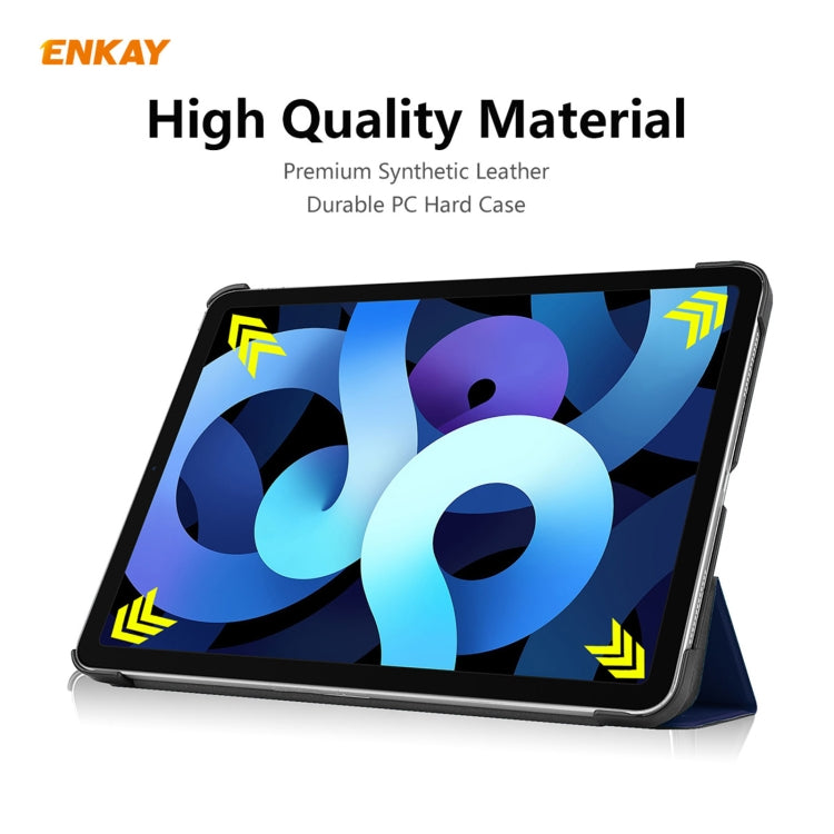 For iPad Air 11 2024 / Pro 11 2018 / Air 10.9 2022 ENKAY 3-folding Plastic Leather Smart Tablet Case(Dark Blue) - iPad Air (2022) / (2020) 10.9 Cases by ENKAY | Online Shopping UK | buy2fix