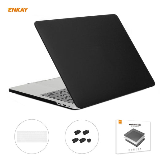 ENKAY 3 in 1 Matte Laptop Protective Case + US Version TPU Keyboard Film + Anti-dust Plugs Set for MacBook Pro 13.3 inch A1706 / A1989 / A2159 (with Touch Bar)(Black) - MacBook Pro Cases by ENKAY | Online Shopping UK | buy2fix