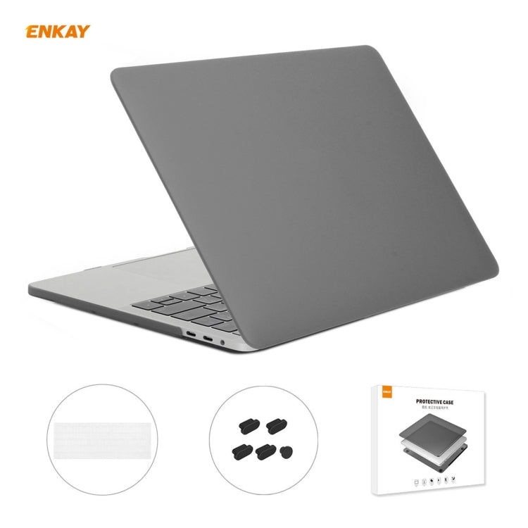 ENKAY 3 in 1 Matte Laptop Protective Case + EU Version TPU Keyboard Film + Anti-dust Plugs Set for MacBook Pro 13.3 inch A1708 (without Touch Bar)(Grey) - MacBook Pro Cases by ENKAY | Online Shopping UK | buy2fix