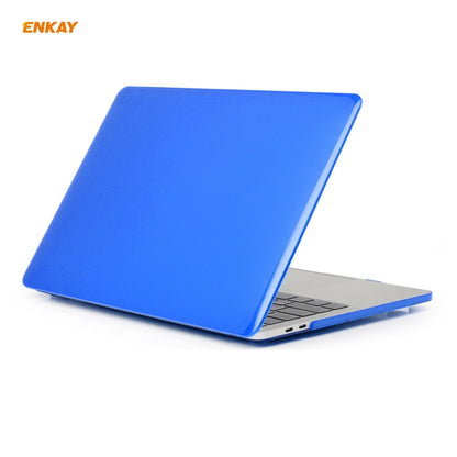 ENKAY 3 in 1 Crystal Laptop Protective Case + US Version TPU Keyboard Film + Anti-dust Plugs Set for MacBook Pro 15.4 inch A1707 & A1990 (with Touch Bar)(Dark Blue) - MacBook Pro Cases by ENKAY | Online Shopping UK | buy2fix