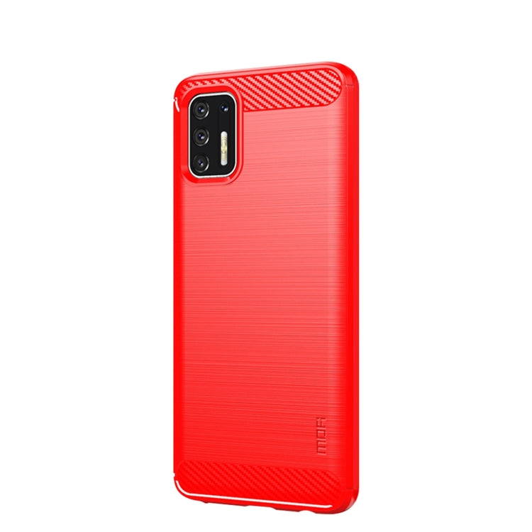 For Motorola Moto G Stylus 2021 MOFI Gentleness Series Brushed Texture Carbon Fiber Soft TPU Case(Red) - Motorola Cases by MOFI | Online Shopping UK | buy2fix