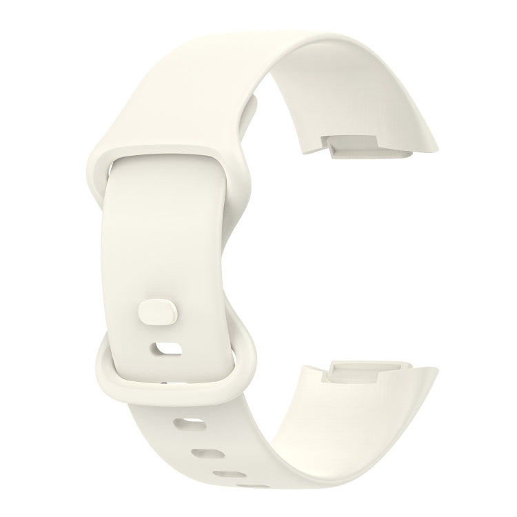 For Fitbit Charge 5 Monochromatic Silicone Watch Band, Size：Large Size(Milky white) - Watch Bands by buy2fix | Online Shopping UK | buy2fix