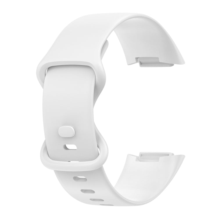 For Fitbit Charge 5 Monochromatic Silicone Watch Band, Size: Small Size(White) - Watch Bands by buy2fix | Online Shopping UK | buy2fix