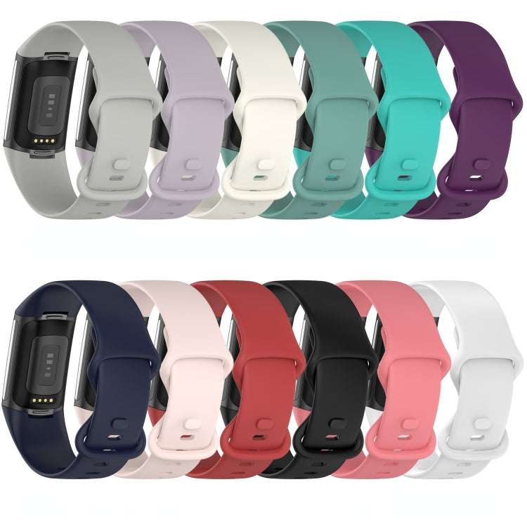 For Fitbit Charge 5 Monochromatic Silicone Watch Band, Size: Small Size(Sand pink) - Watch Bands by buy2fix | Online Shopping UK | buy2fix