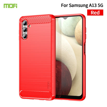 For Samsung Galaxy A13 5G MOFI Gentleness Series Brushed Texture Carbon Fiber Soft TPU Case(Red) - Galaxy Phone Cases by MOFI | Online Shopping UK | buy2fix