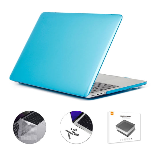 ENKAY Hat-Prince 3 in 1 Crystal Laptop Protective Case + TPU Keyboard Film + Anti-dust Plugs Set for MacBook Pro 14.2 inch A2442 2021, Version:EU Version(Light Blue) - MacBook Pro Cases by ENKAY | Online Shopping UK | buy2fix