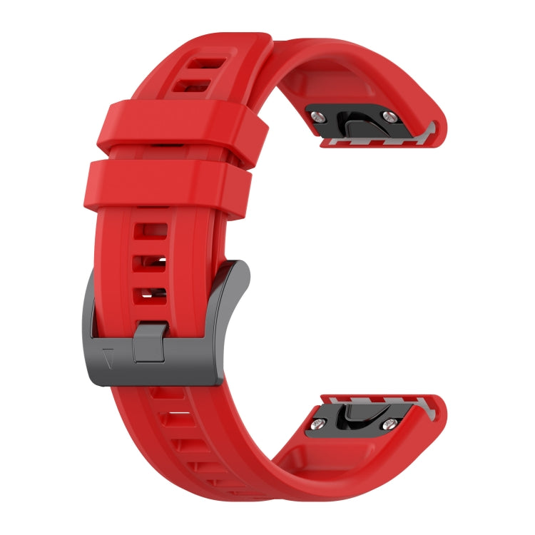 For Garmin Fenix 7 22mm Silicone Solid Color Watch Band(Red) - Watch Bands by buy2fix | Online Shopping UK | buy2fix