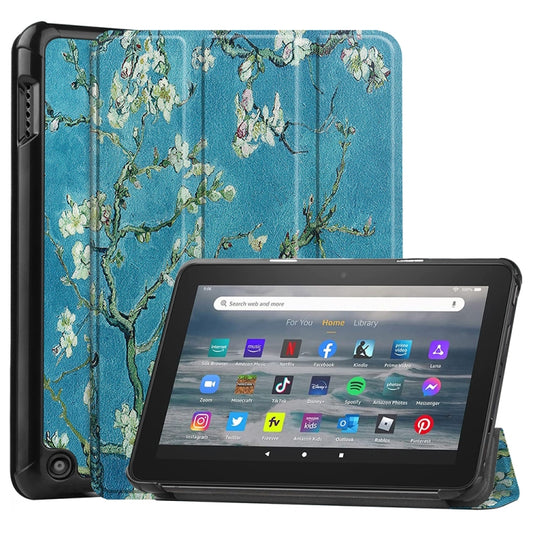 For Amazon Fire 7 12th 2022 JSM Smart Leather Tablet Case(Apricot Flower) - Amazon by jumper | Online Shopping UK | buy2fix