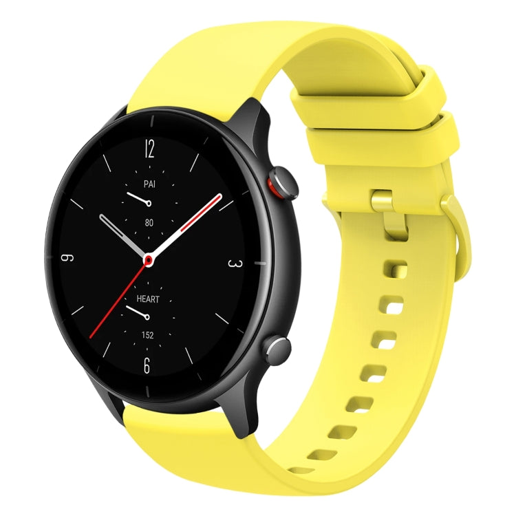 For Amazfit GTR 2e 22mm Solid Color Soft Silicone Watch Band(Yellow) - Watch Bands by buy2fix | Online Shopping UK | buy2fix