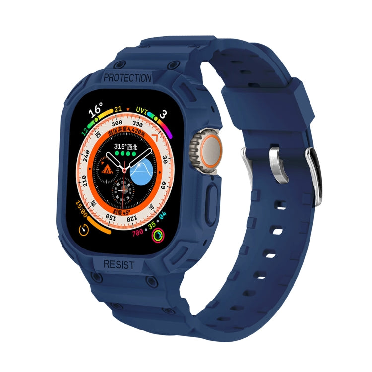 For Apple Watch Ultra 49mm JUNSUNMAY Integrated TPU Case Adjustable Elastic Watch Band(Dark Blue) - Watch Bands by JUNSUNMAY | Online Shopping UK | buy2fix